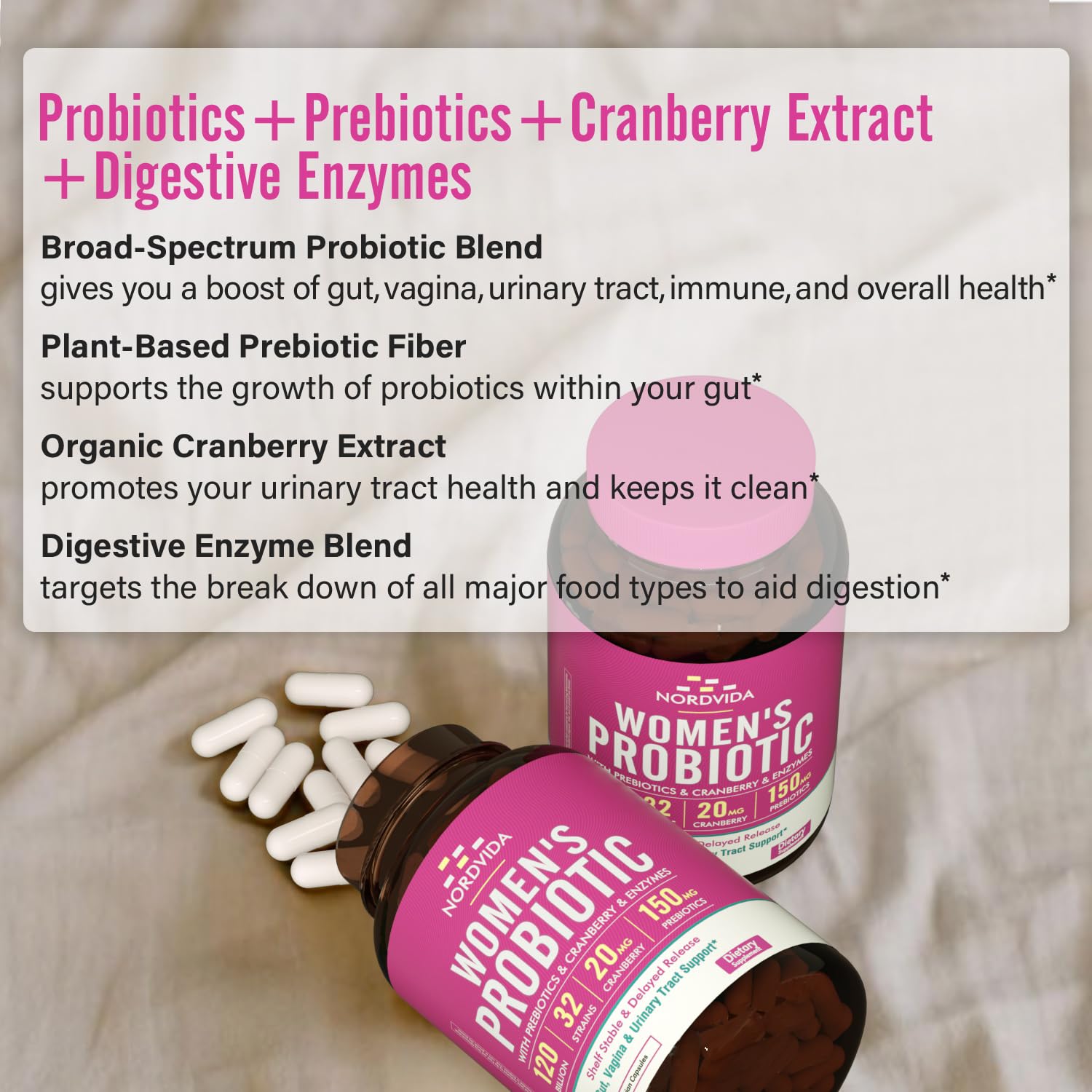 NordVida cranberry blend image emphasizing urinary comfort support.