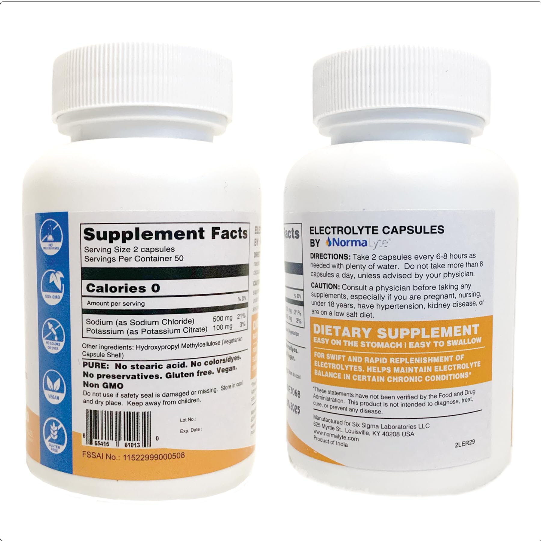 Close-up of NormaLyte capsules highlighting clean, sugar-free electrolyte solution