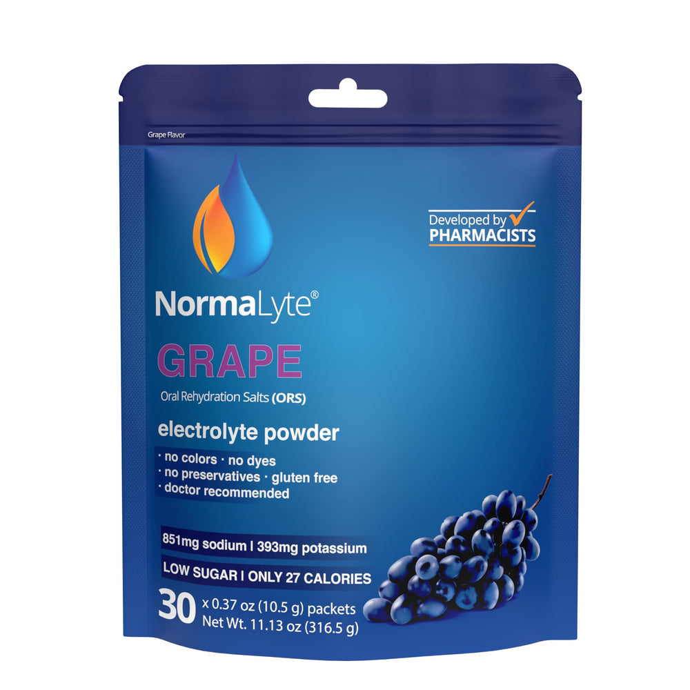 NormaLyte Grape packets for convenient on-the-go hydration.
