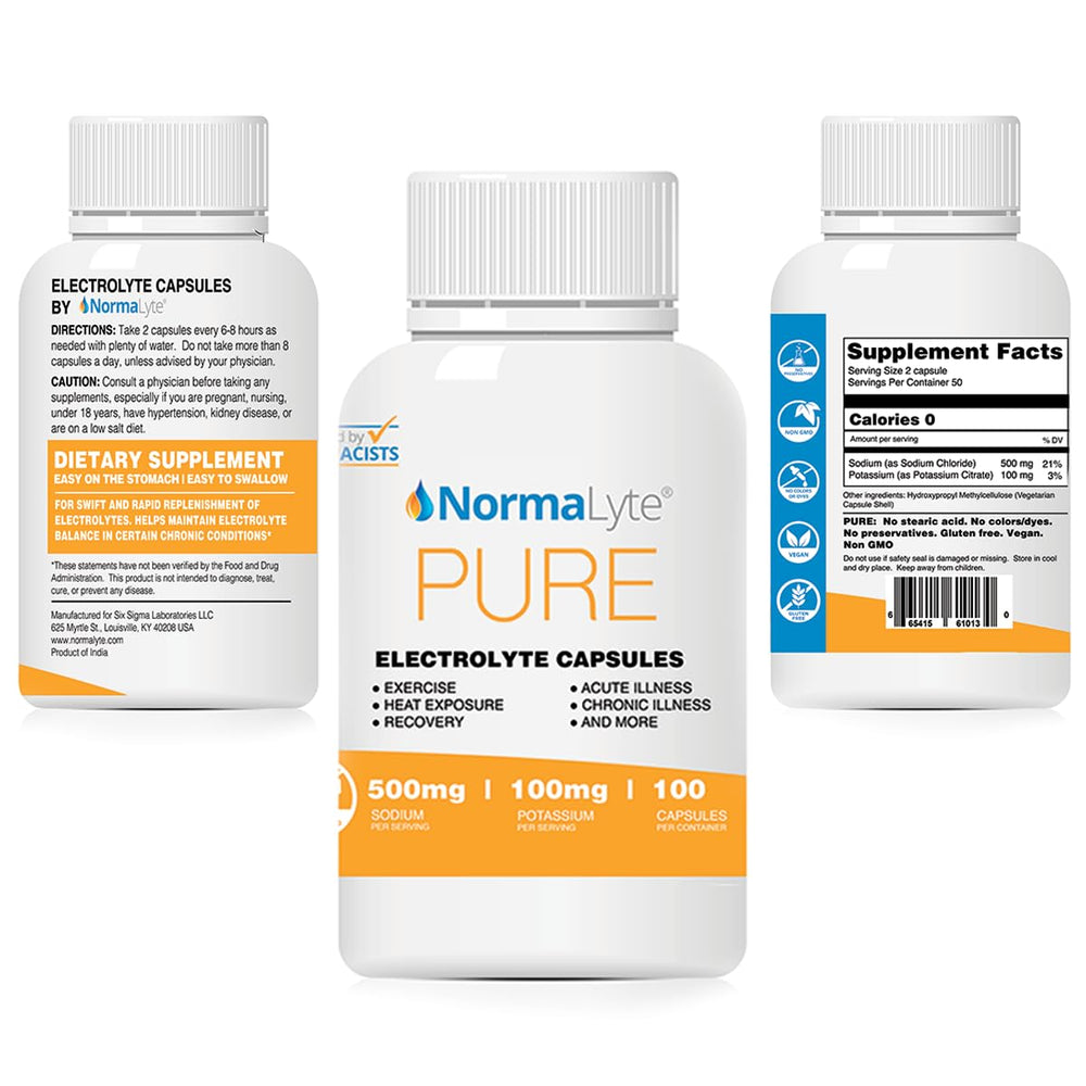 NormaLyte bottle label detail showing 100 capsules and key minerals