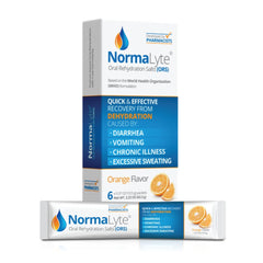 NormaLyte Orange packet front view for convenient on-the-go hydration.