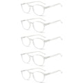 NORPERWIS 5 Pairs Reading Glasses - Standard Fit, Spring Hinge, 1.75 Diopter (5-Pack Transparent)