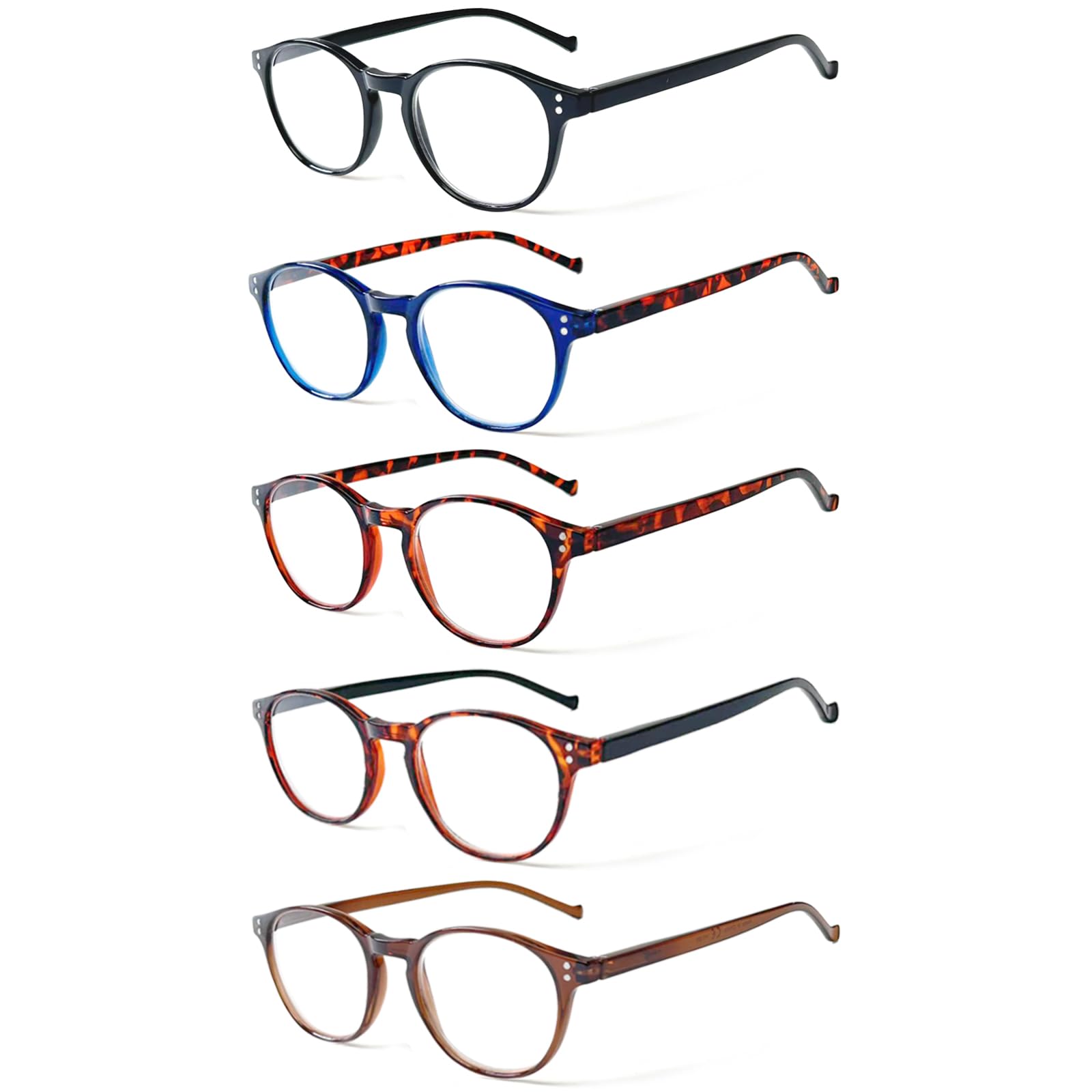 NORPERWIS 5-pairs reading glasses set showcases versatile colors for different outfits.