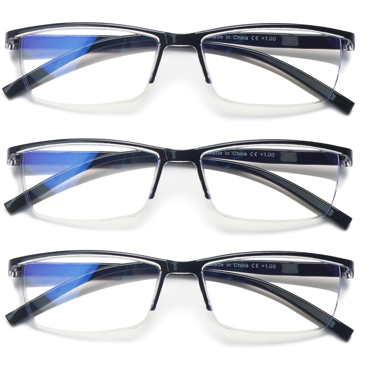 Gafas Norperwis lectura hombre negro, vista frontal, mejora claridad de lectura.