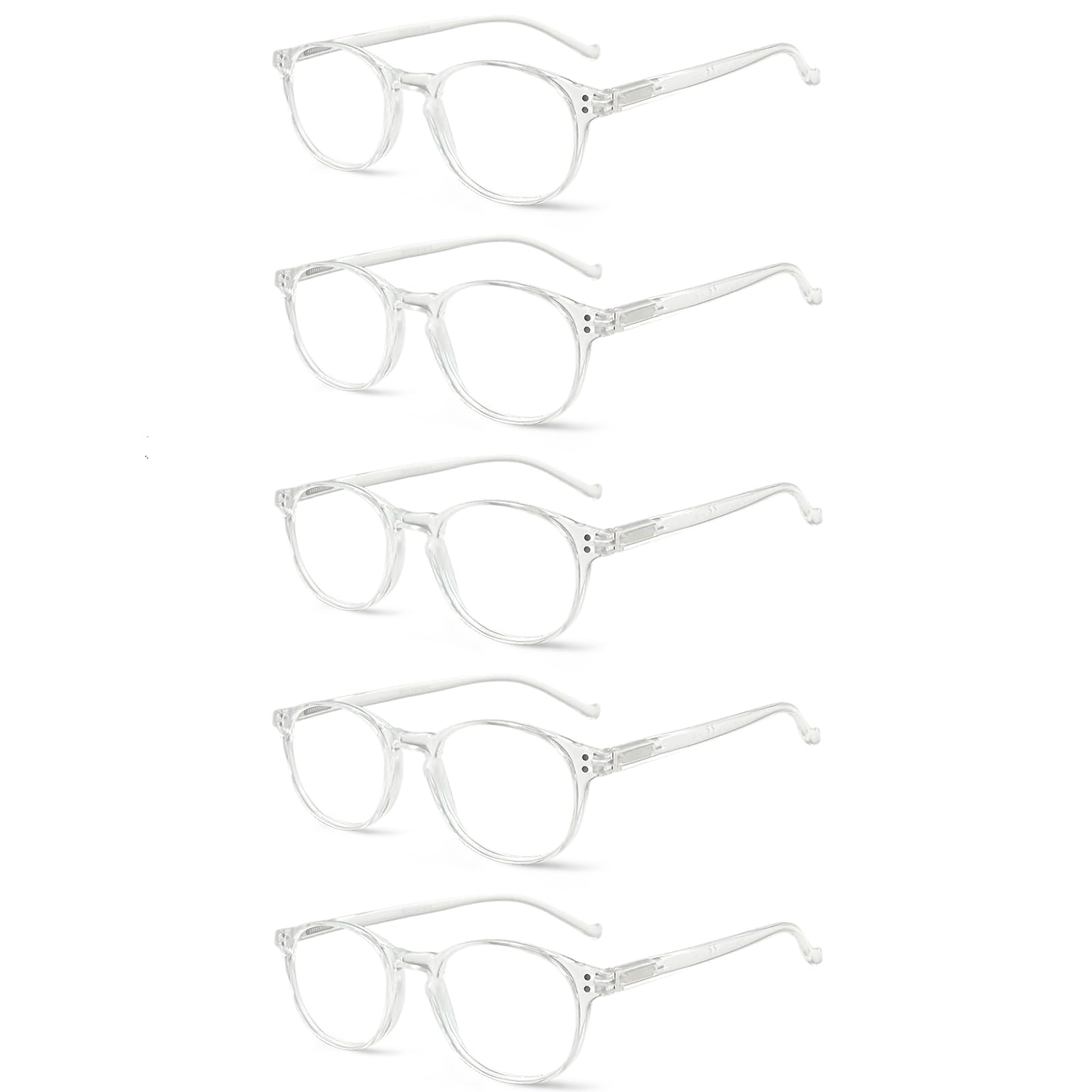 NORPERWIS reading glasses 5-pack with transparent frames for versatile daily reading.