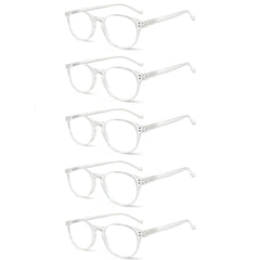 NORPERWIS reading glasses 5-pack with transparent frames for versatile daily reading.