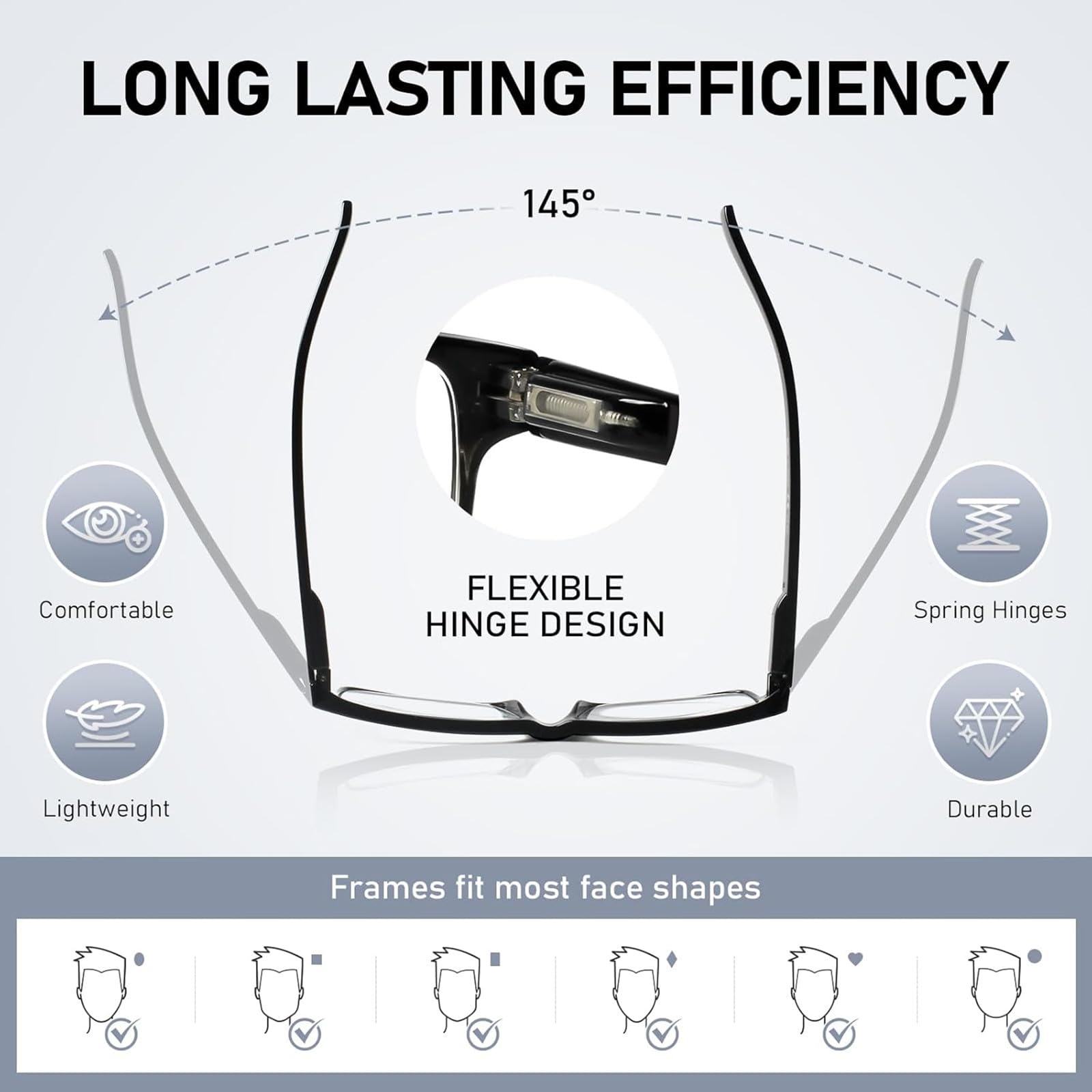 NORPERWIS reading glasses range of diopters for customized up-close clarity.