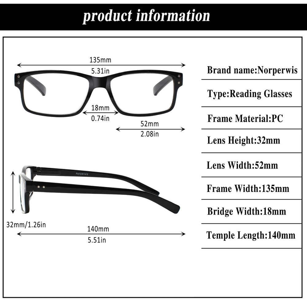 NORPERWIS spring hinge frames for comfortable wear during long reading sessions