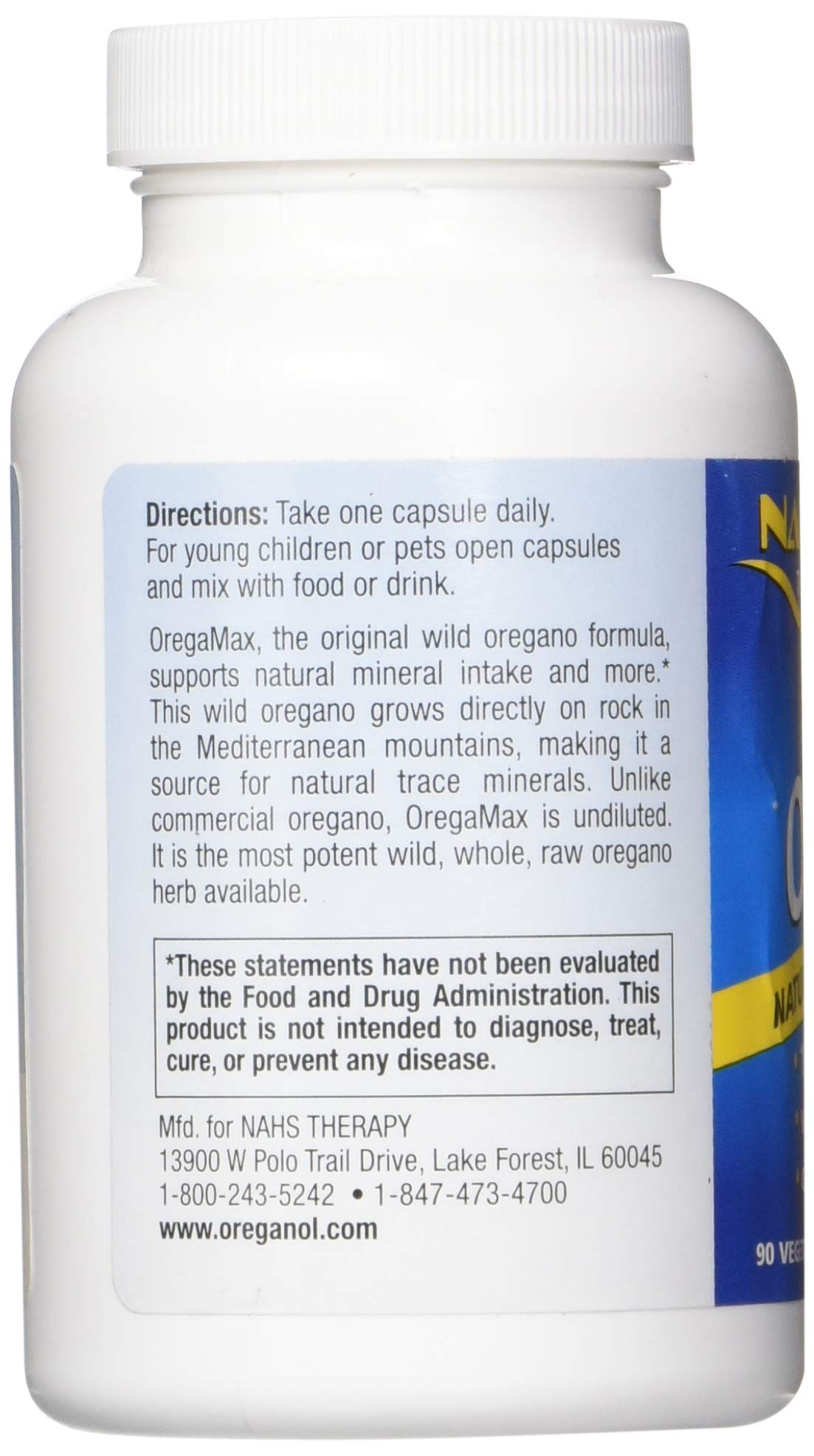 North American Herb & Spice OregaMax ingredients highlight oregano, garlic, onion.