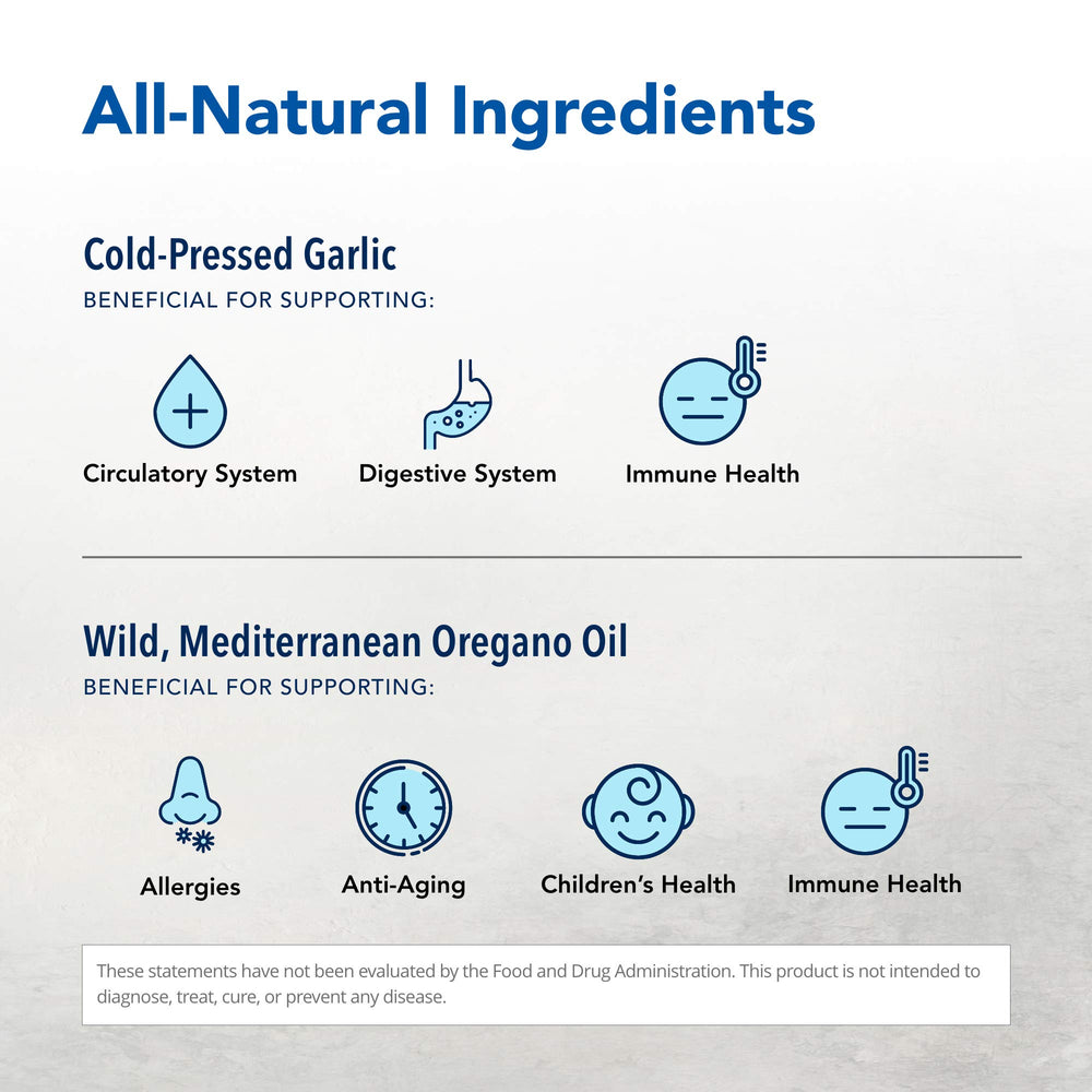 OregaMax label showing non-GMO and chemical-free formulation