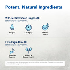 Oreganol oil label close-up highlighting organic, non-GMO credentials