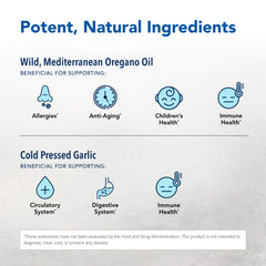 Oregano oil P73 detail showcases the potent oregano component.