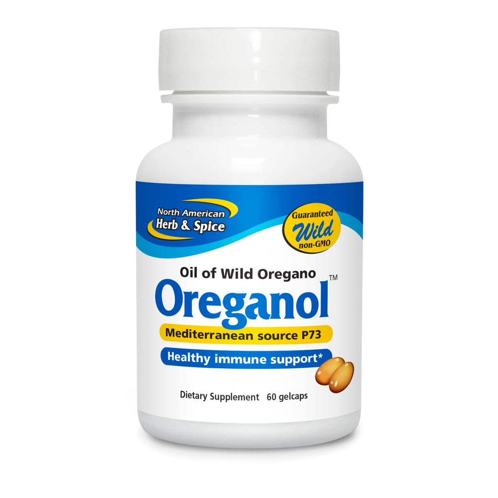 North American Herb & Spice Oreganol P73 bottle front — wild oregano oil for daily use