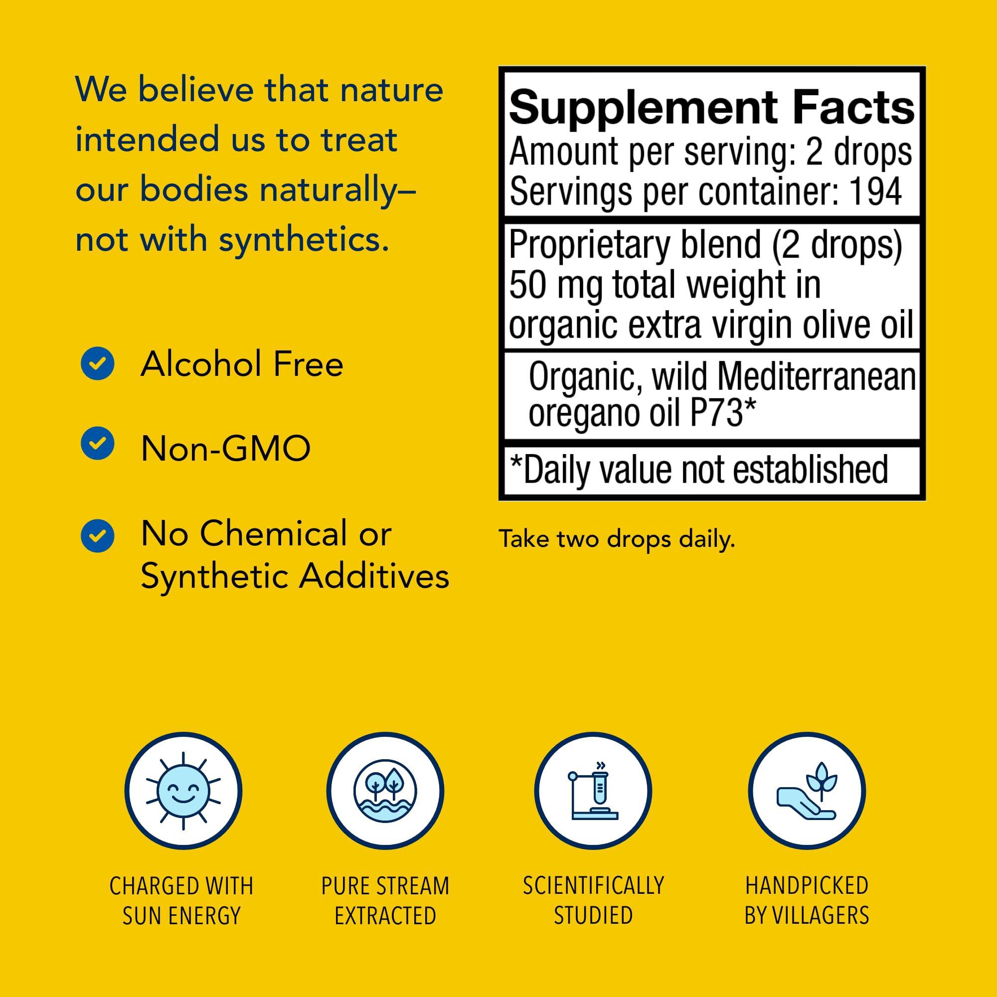 North American Herb & Spice Oreganol Super Strength label closeup emphasizing organic Mediterranean sourcing