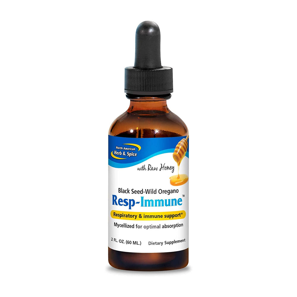Resp-Immune bottle label by North American Herb and Spice highlighting respiratory support.