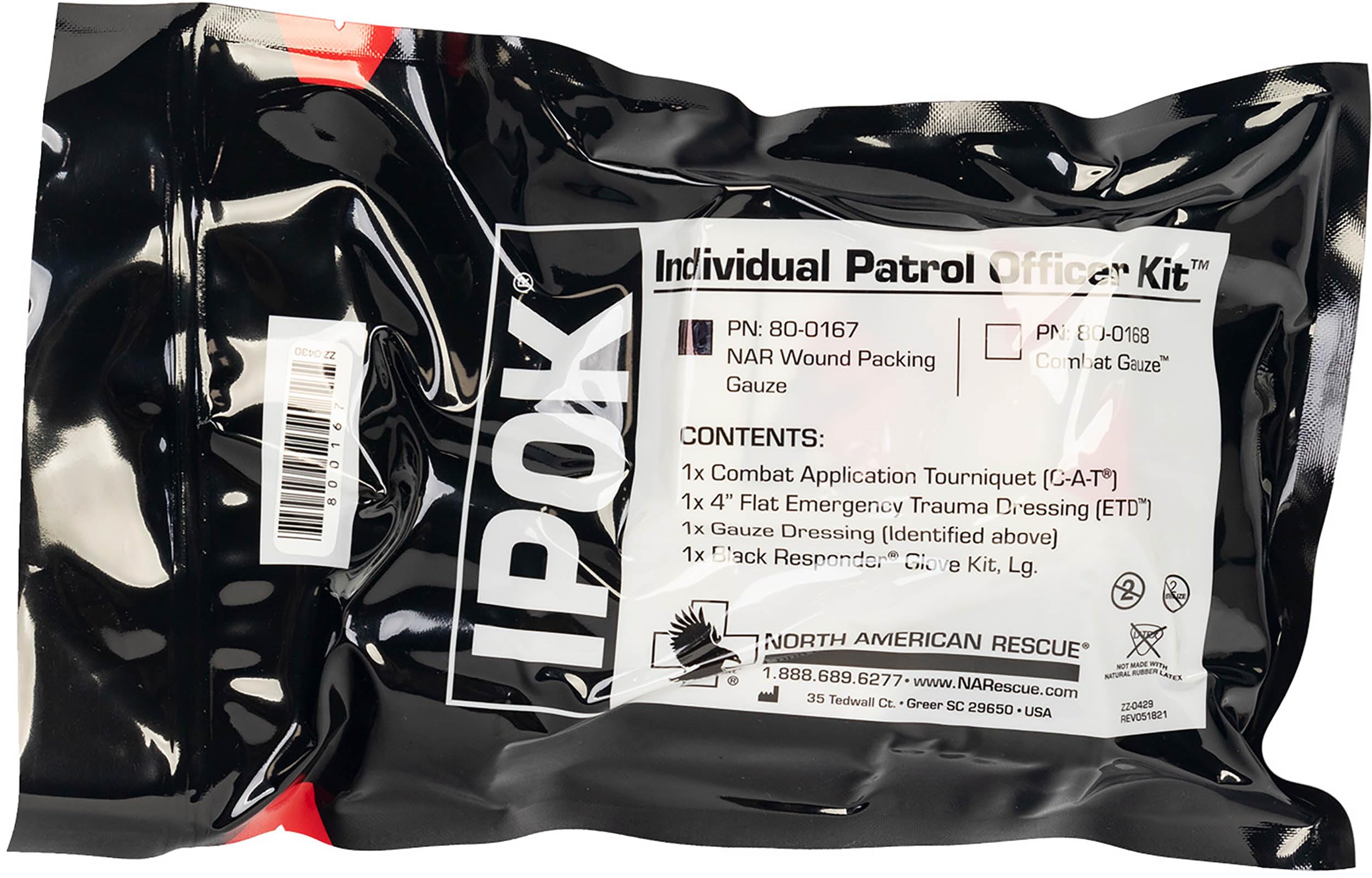 North American Rescue IPOK kit contents organized for quick access.