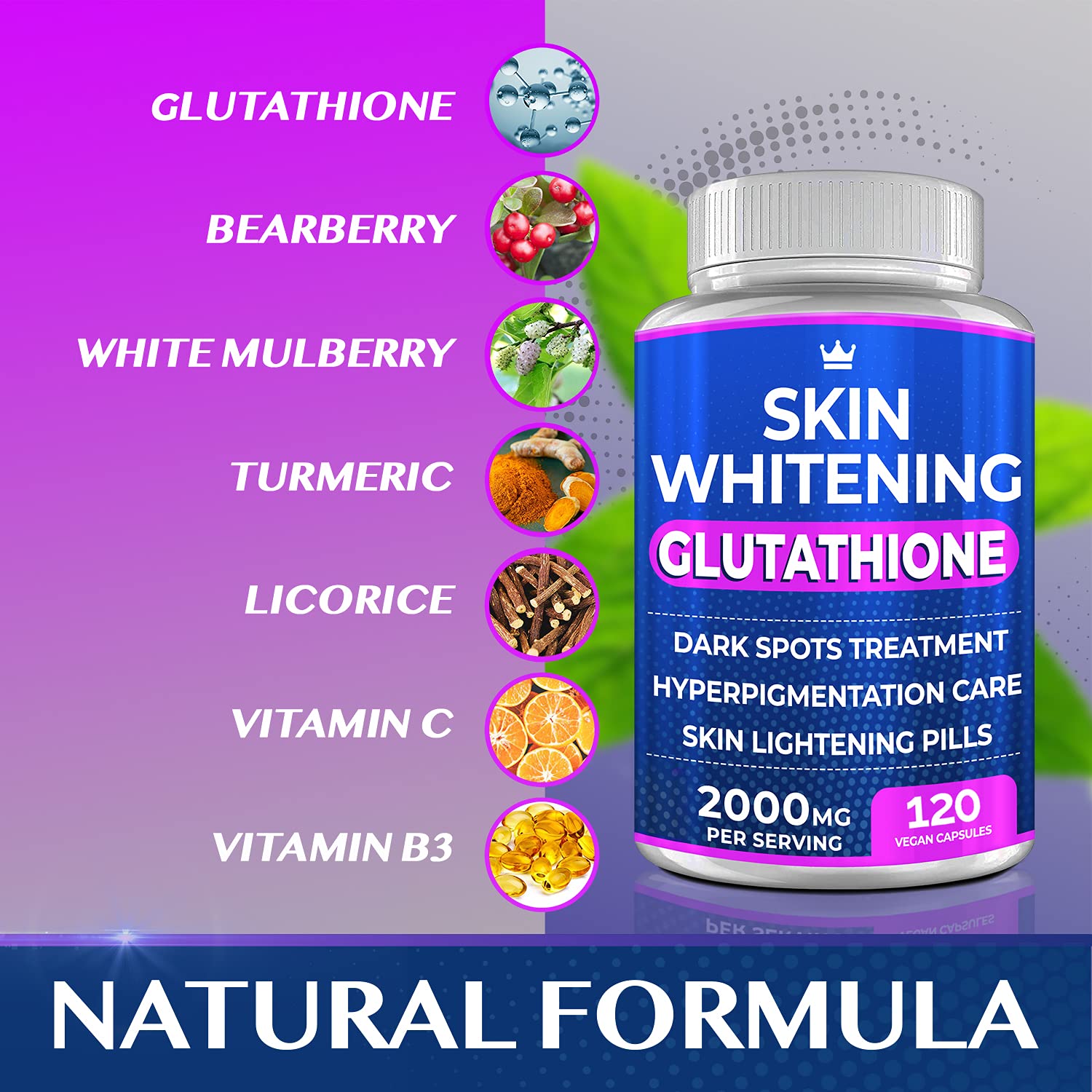 Northern Crown Glutathione pills box packaging highlighting USA-made quality