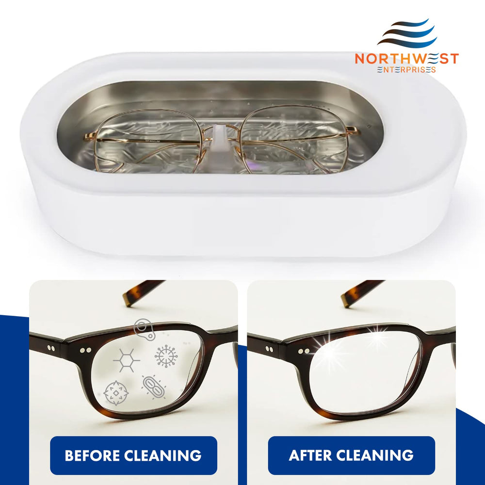 Northwest Enterprises Bottle-ready solution in ultrasonic machine for spotless lenses.