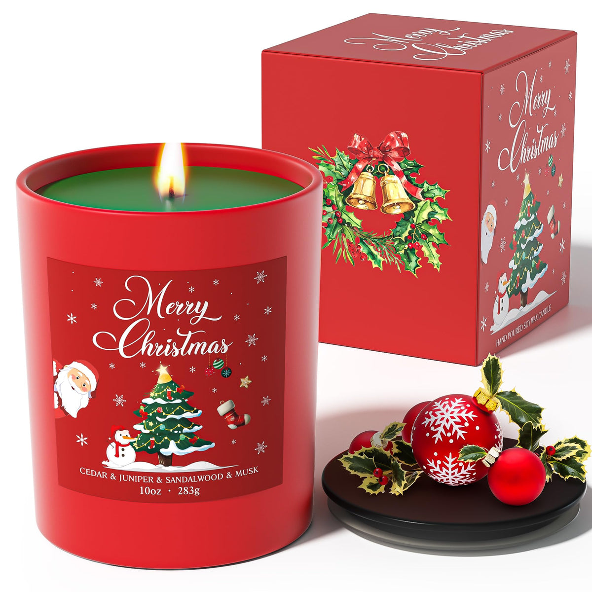 NORVENCE Christmas candle with green wax creates a festive, clean-burning ambiance.