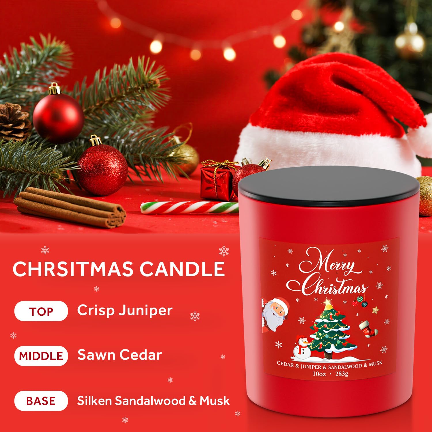 NORVENCE red jar candle packaging showcases holiday design and ready-to-gift appeal.