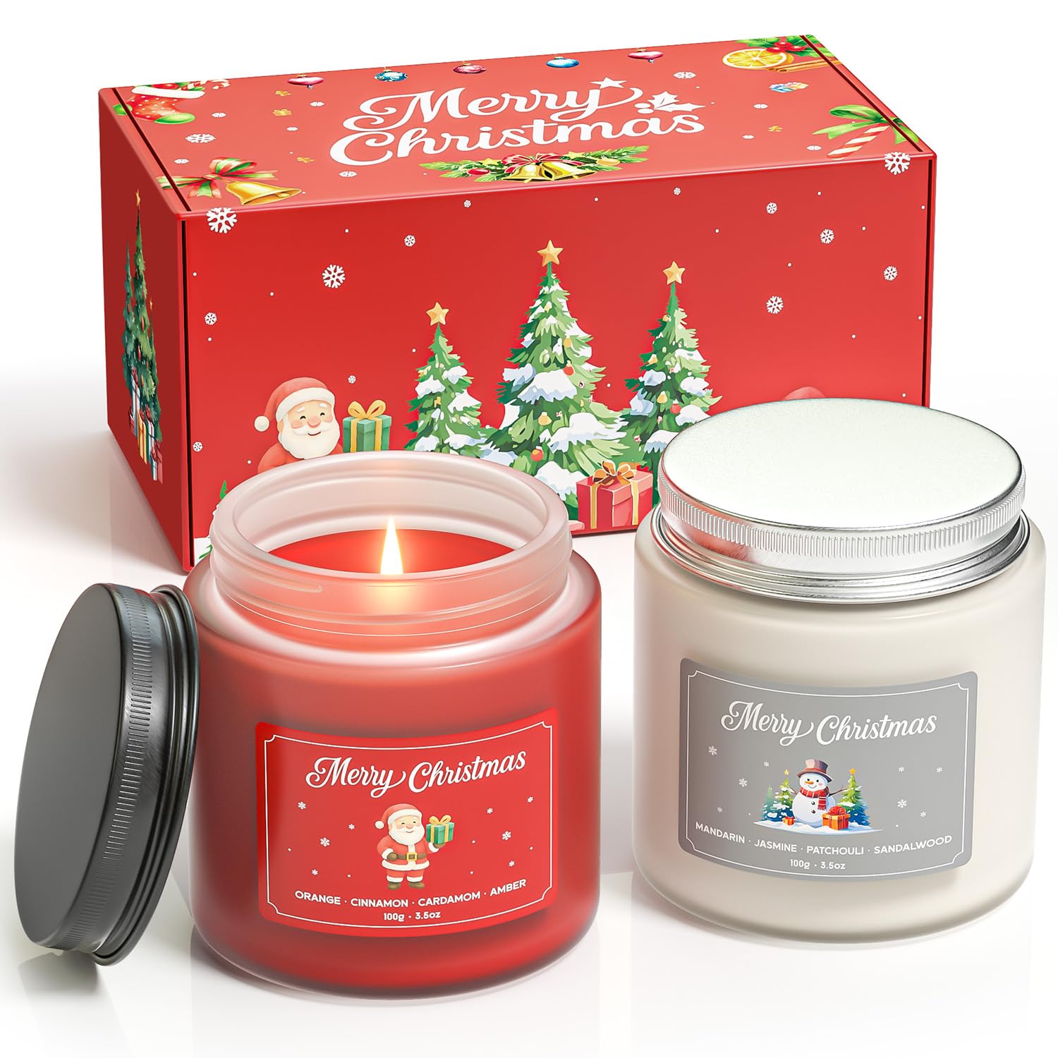 NORVENCE Christmas Candles set in red and white box creates festive ambiance.