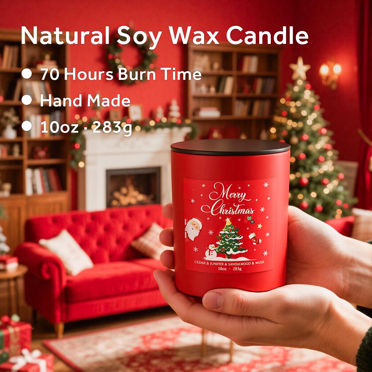 NORVENCE hand-poured holiday candle captures woodsy notes for cozy gatherings.