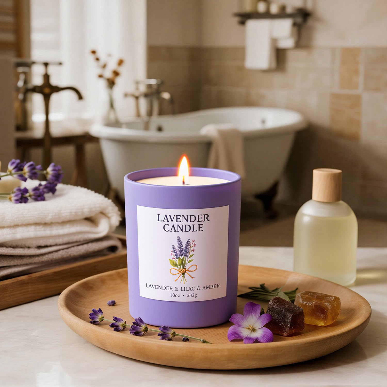 NORVENCE lavender candle presented as an elegant gift for special occasions.