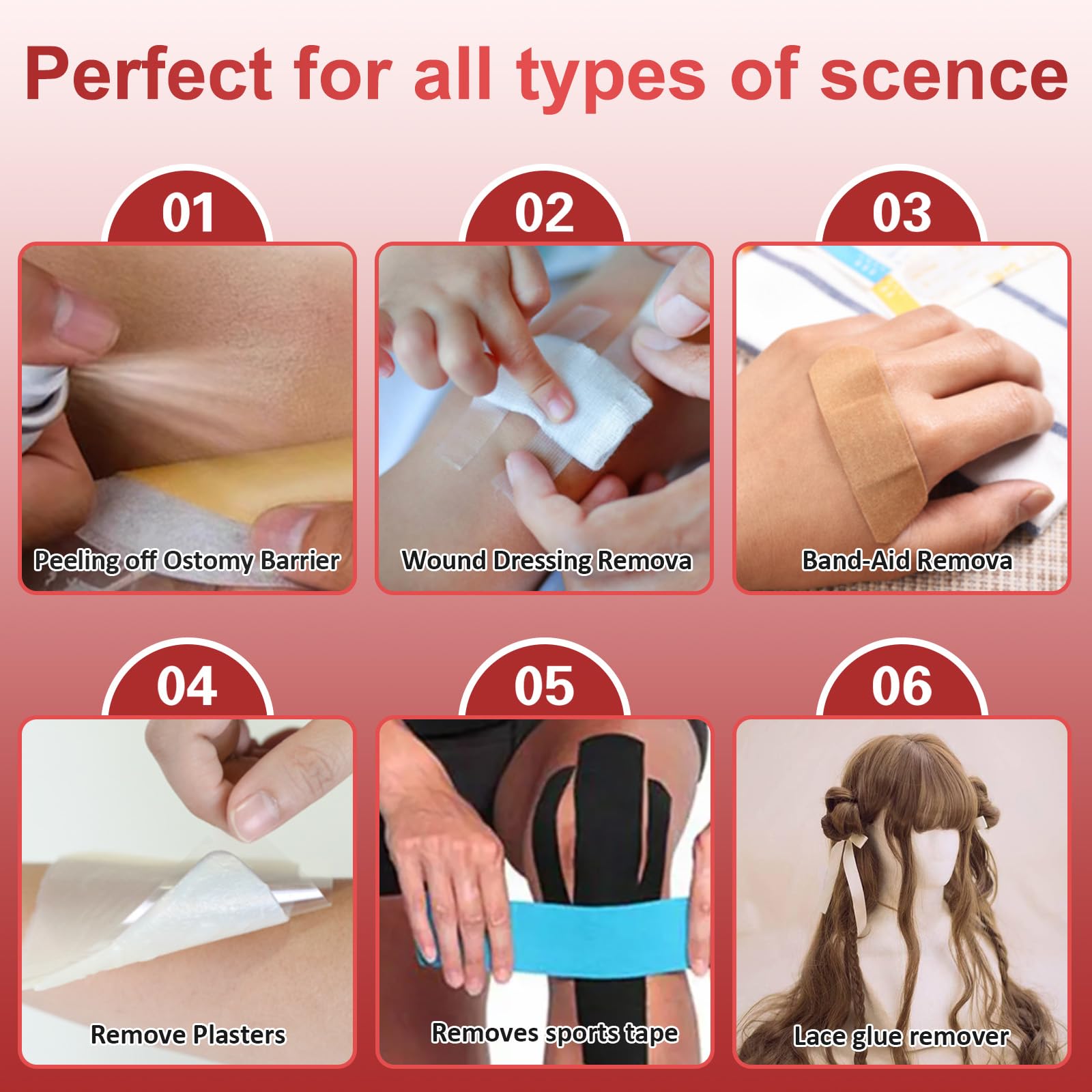 Nosgay adhesive remover bandage removal designed for caregivers with one-handed use.