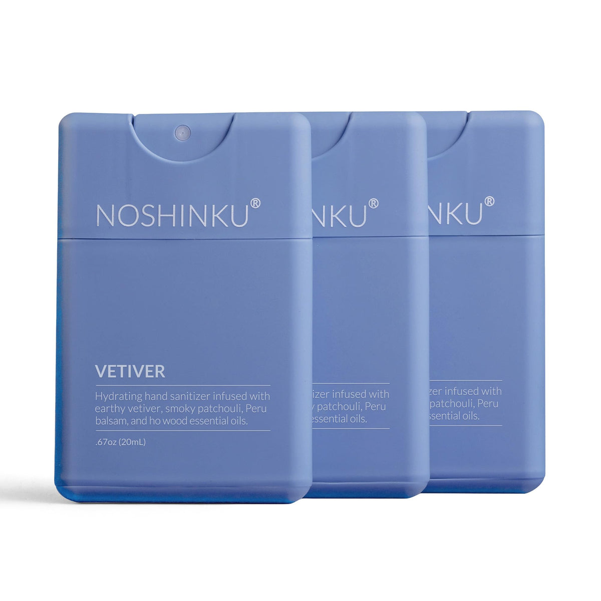 Noshinku refillable vetiver sanitizer pack 3: eco-friendly travel companion reduces plastic waste.