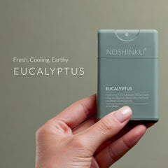Noshinku travel-size sprays in eucalyptus offering quick, refreshing protection.