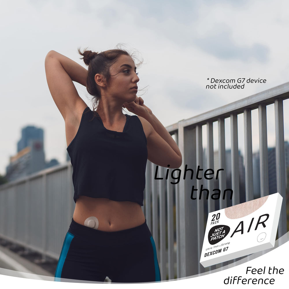 Air patch in daily activity illustrating discreet, secure Dexcom G7 wear