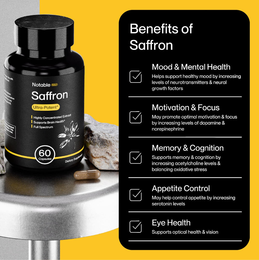 Notable saffron extract GMP facility seal on packaging