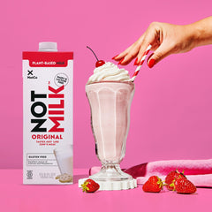 NotMilk Original nutrition label highlights calcium and B12 support in a vegan diet.