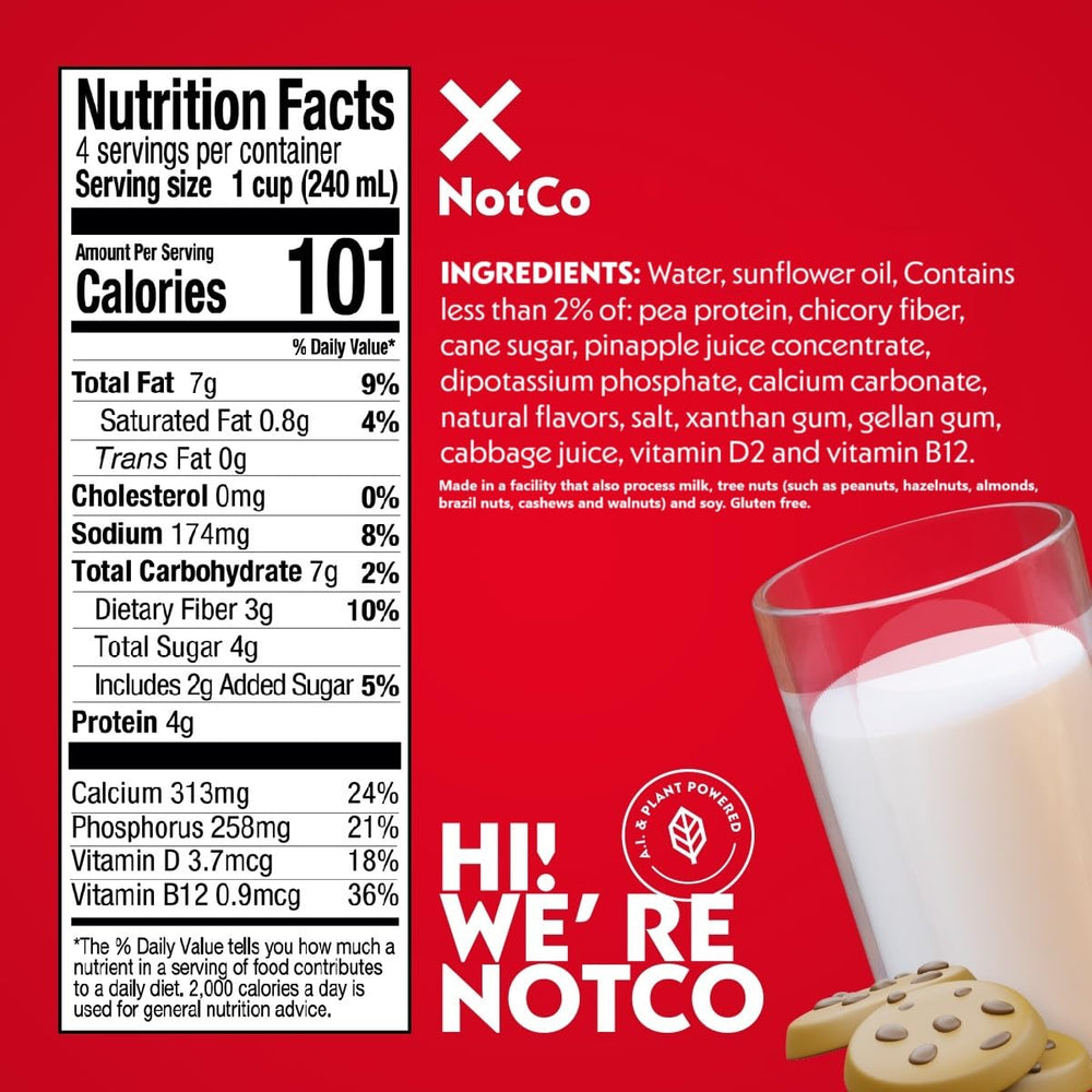 NotMilk Original shelf-stable pack highlights easy pourability for quick mornings.