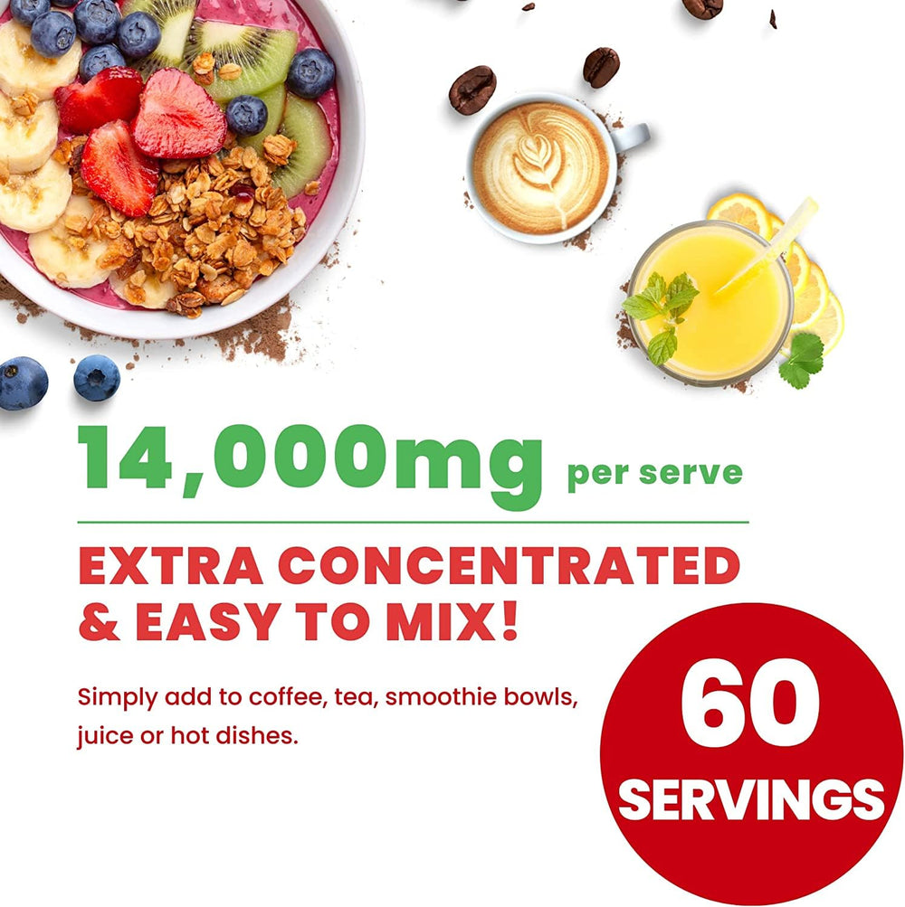 Nourishing Nutrients measuring spoon with mushroom powder for easy portion control.