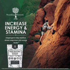 Nourishing Nutrients Organic Gelatinized Black Maca packaging with USDA organic credentials and purity.
