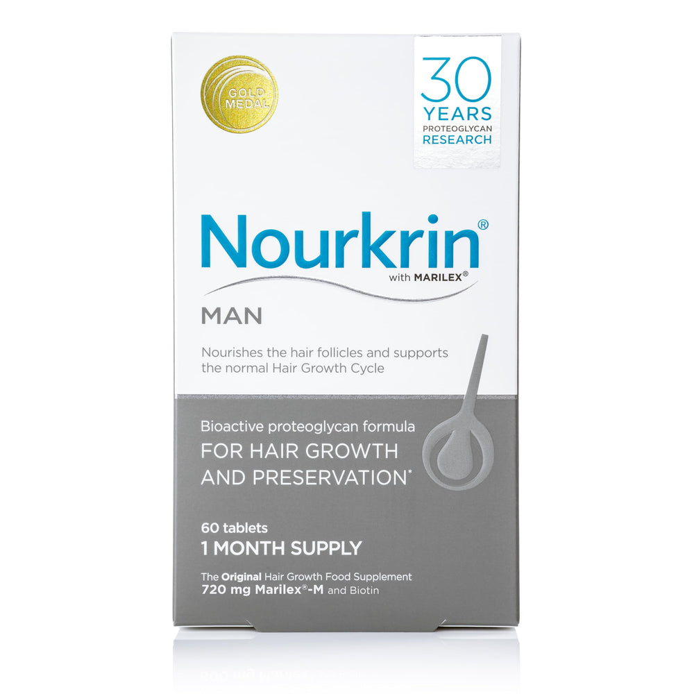 Nourkrin Man 60 tablets pack for daily hair support.