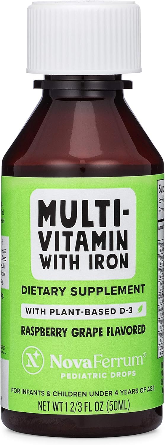 NovaFerrum Delish bottle pour shows easy dosing for kids.