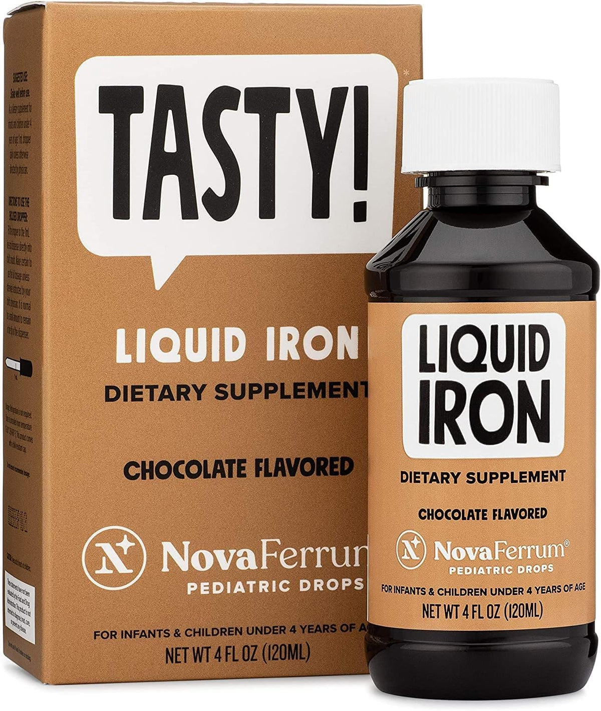 NovaFerrum Tasty bottle of chocolate-flavored iron drops for kids
