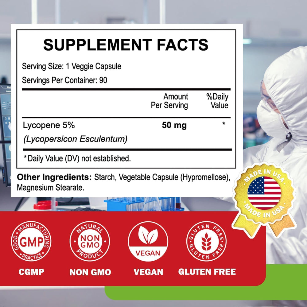 Novafun Lycopene 50mg tomato-origin extract close-up, antioxidant support for immune health.
