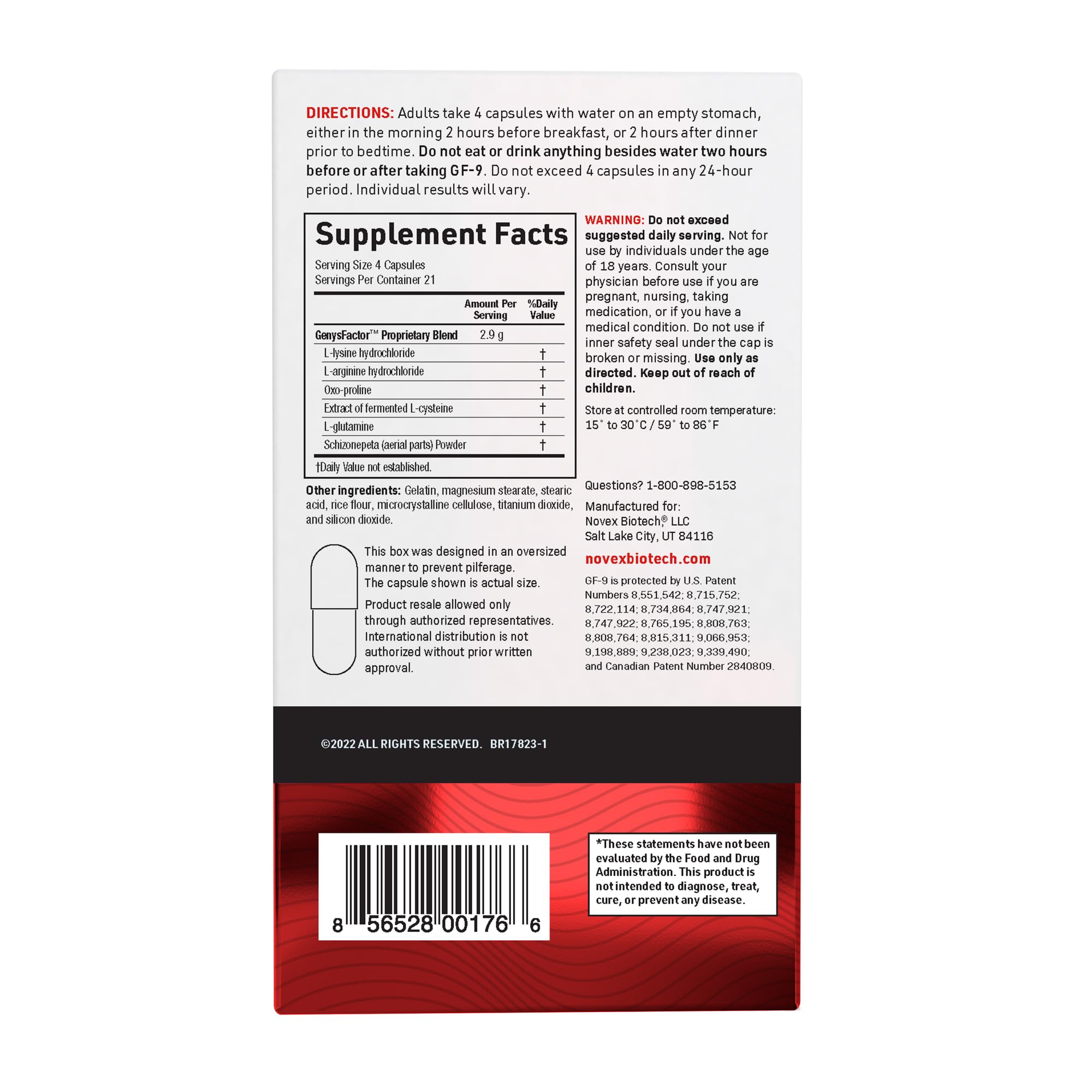 Novex Biotech GF-9 front hero box on a clean desk