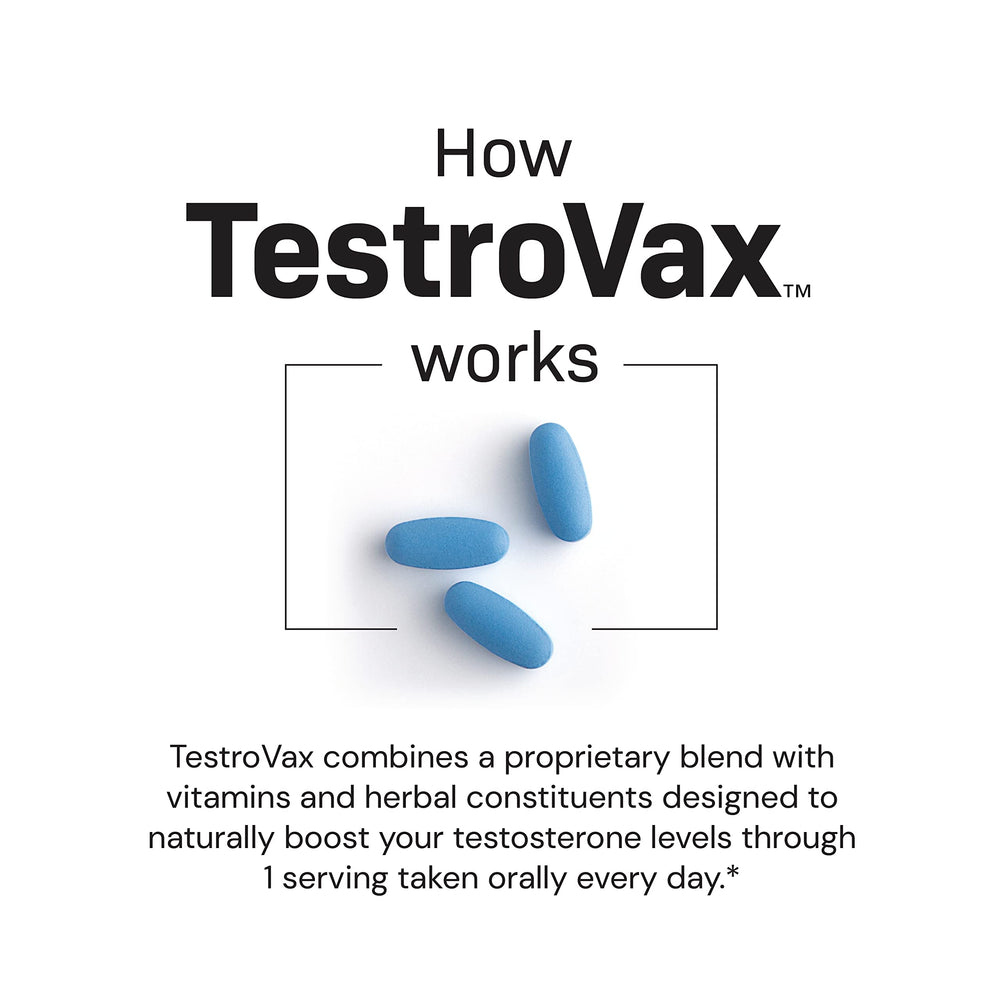 Close-up of Testrovax dosage tablets implies easy daily use for energy.