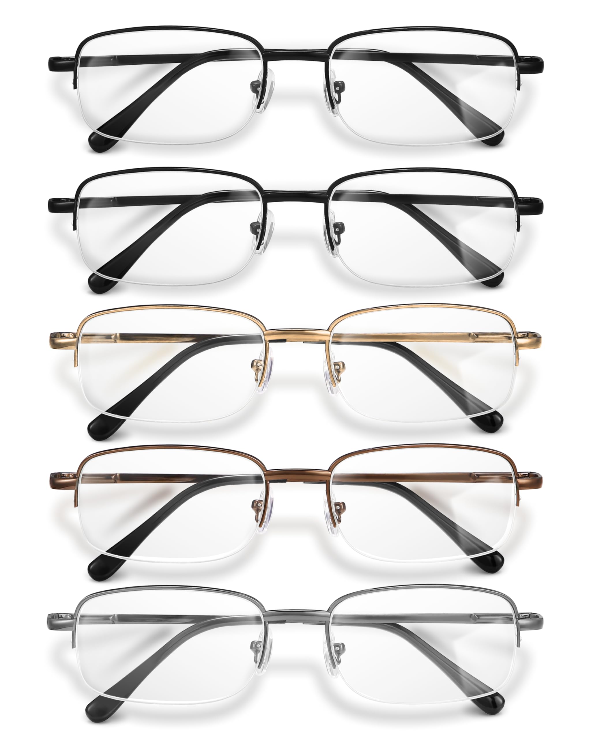 NOVIVON 1.25 metal reading glasses closeup, durable frame for daily close-up tasks