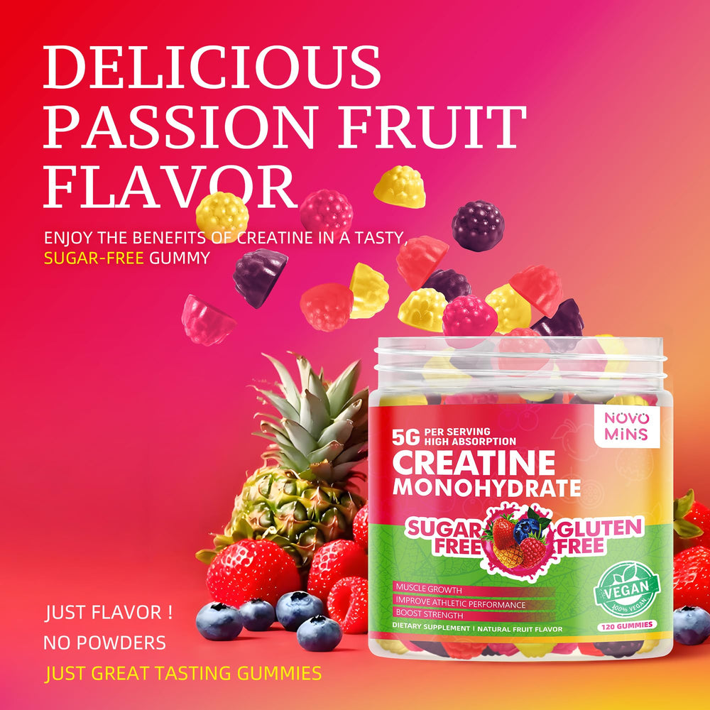 novomins creatine monohydrate gummies vegan ingredients icon highlighting gelatin-free formula
