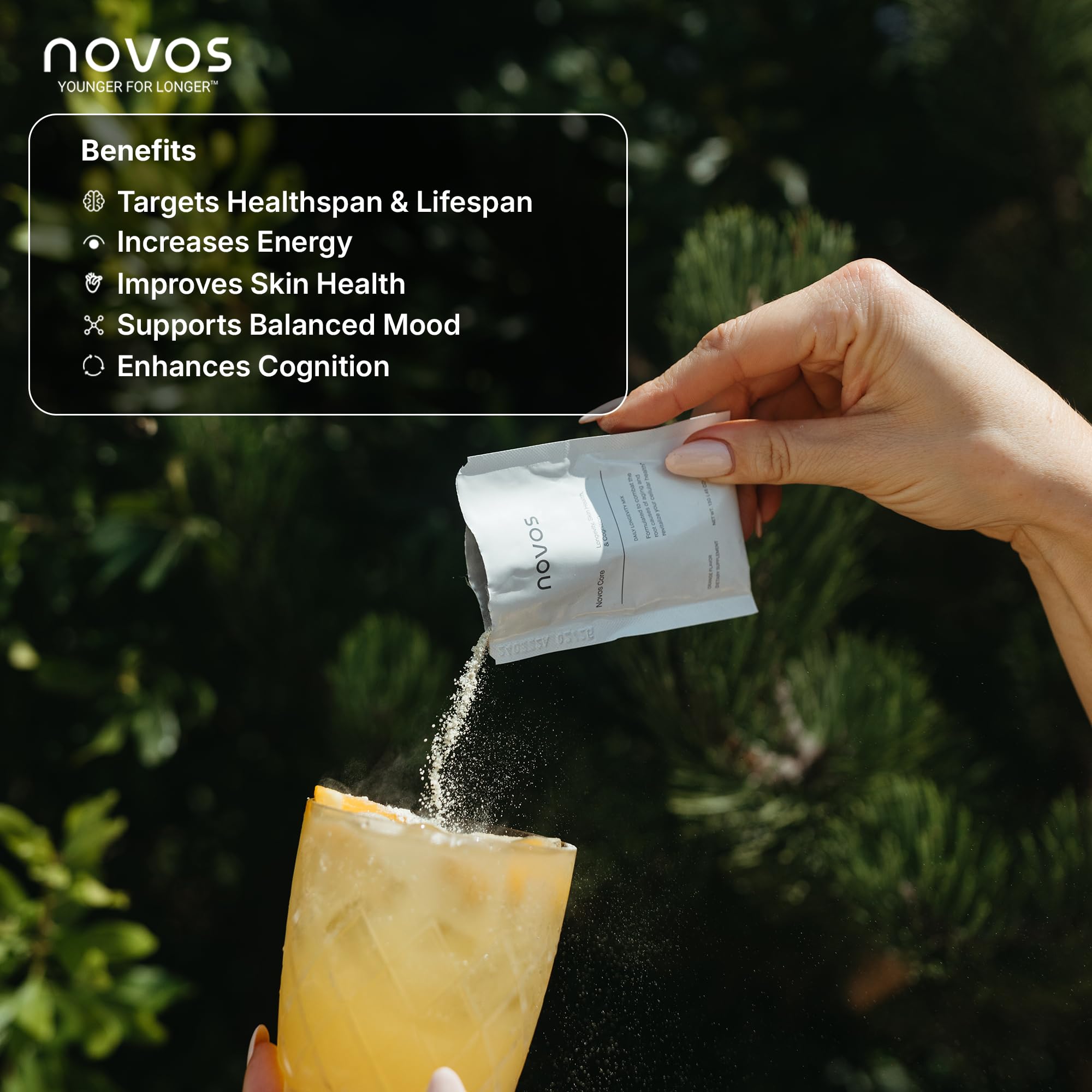 NOVOS Core Longevity Mix packaging showing 30 servings.