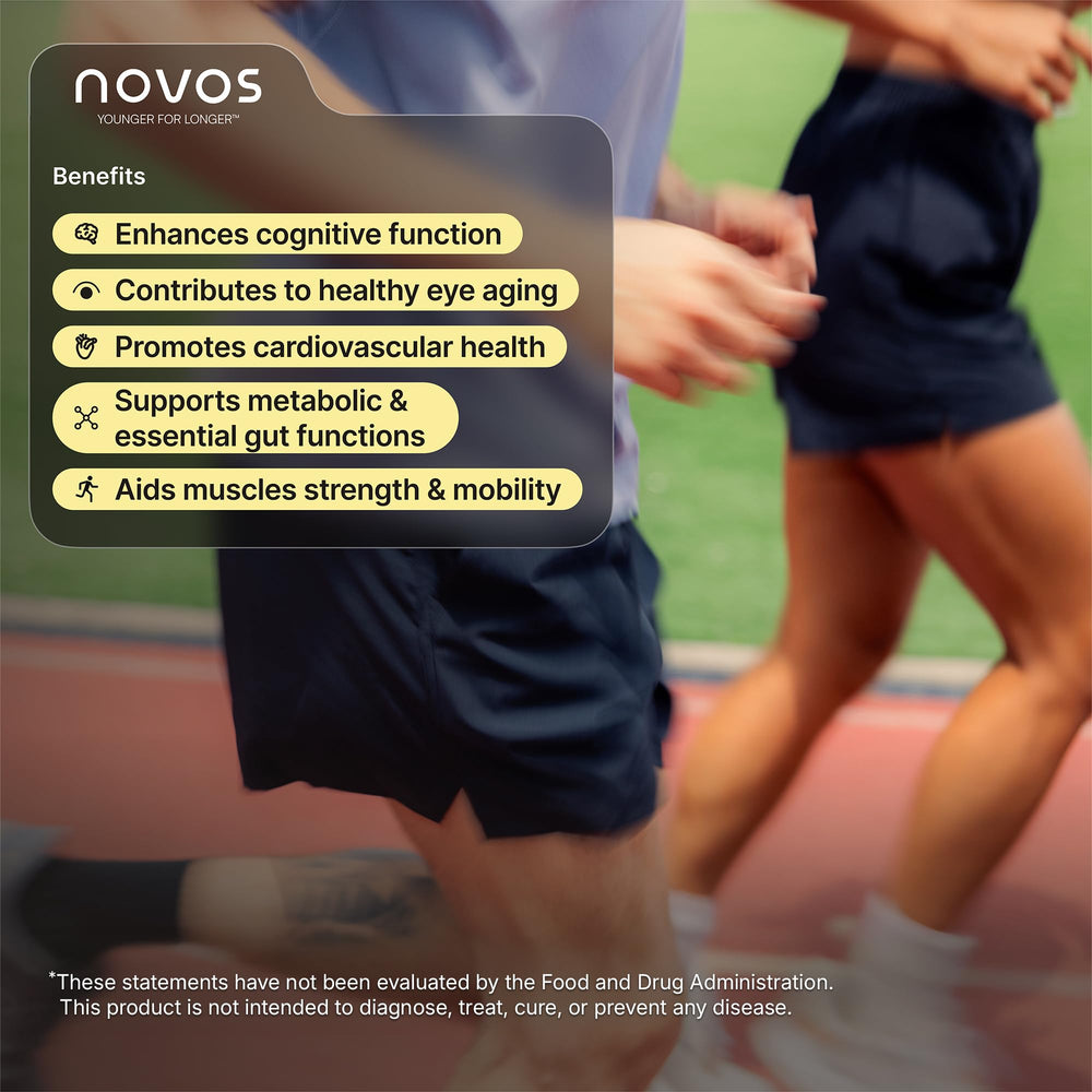 Glass with prepared Novos Core Longevity Mix drink, ideal for daily wellness.