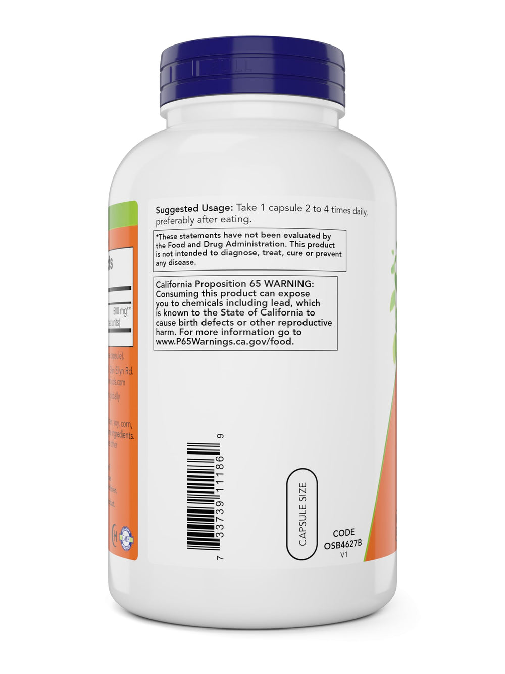 NOW Cayenne capsules pour from bottle, showing convenient daily dosing after meals.