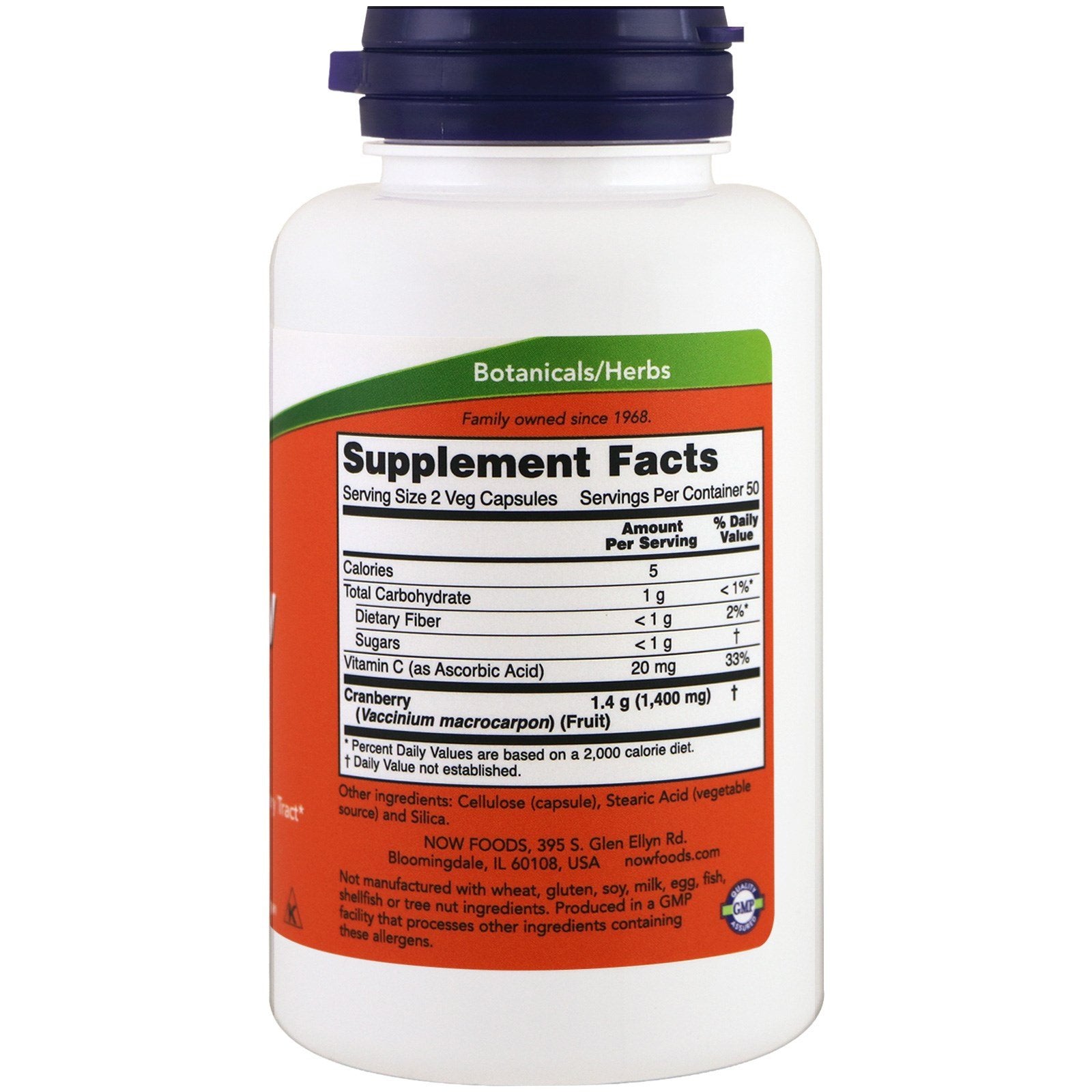 Close-up of NOW Cranberry Concentrate capsules, convenient plant-based capsules