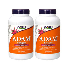 NOW Foods ADAM men's multivitamin softgel bottle close-up for daily wellness support