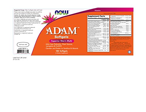 NOW Foods ADAM men's multivitamin softgels in hand, easy swallowing and GI-tolerant nutrition